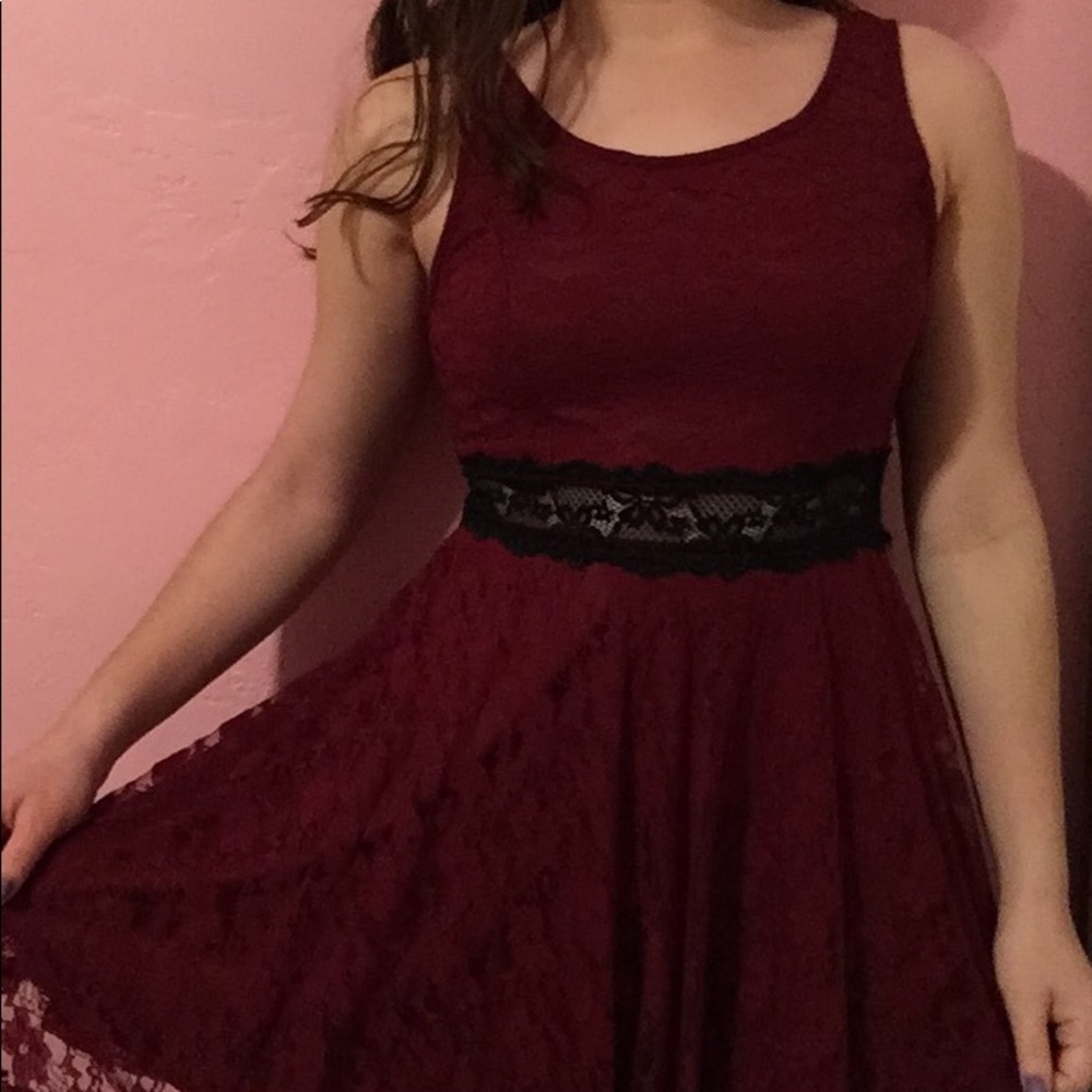 Deep burgundy flowery dress NWOT